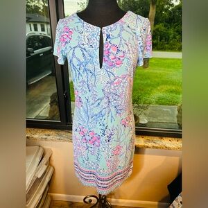Lilly Pulitzer UPF 50+ Sophiletta Dress Blue Ibiza short sleeve Size Medium